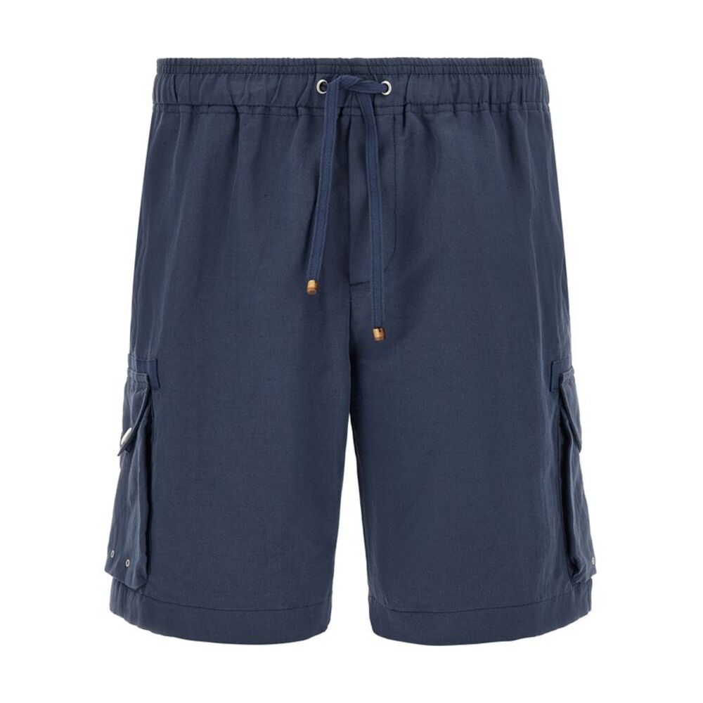 Brunello Cucinelli Blue Linen Bermuda Men's Shorts